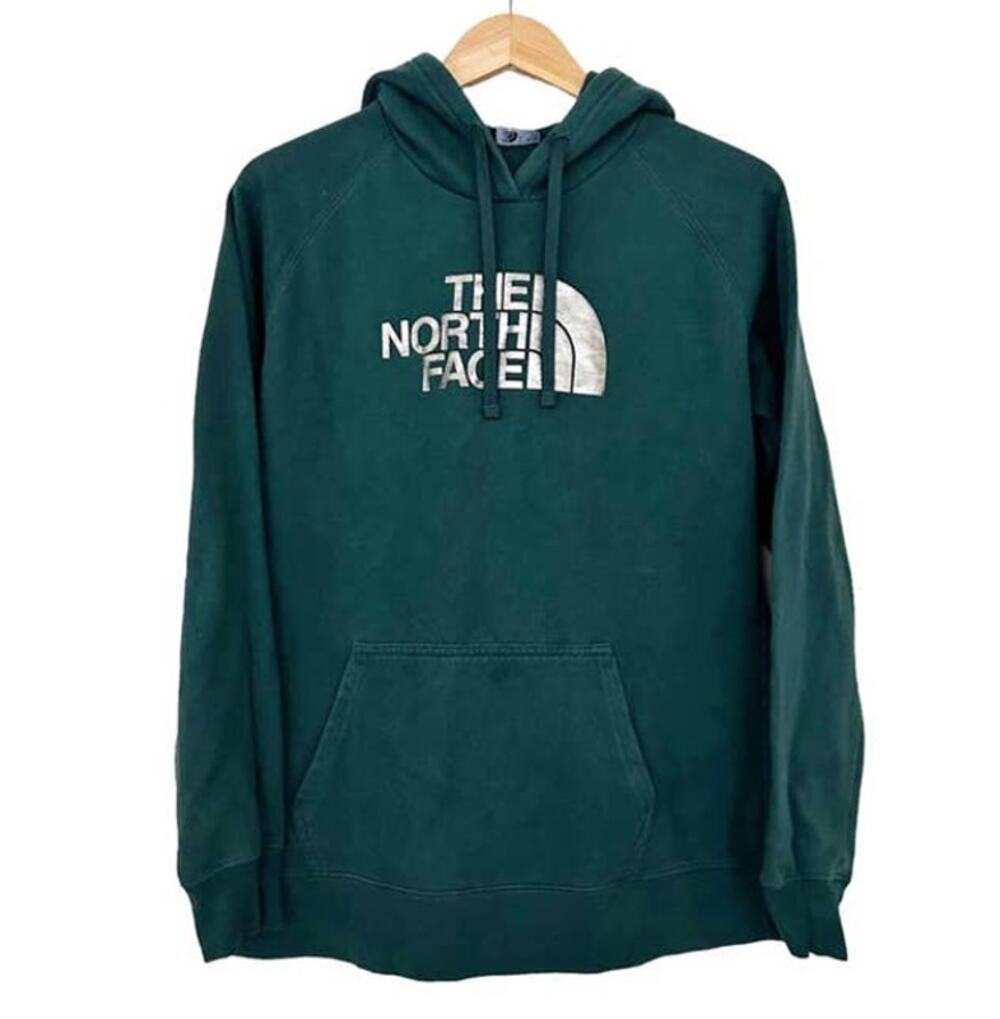 The North Face Green Gold Spell Out Hoodie Sz L